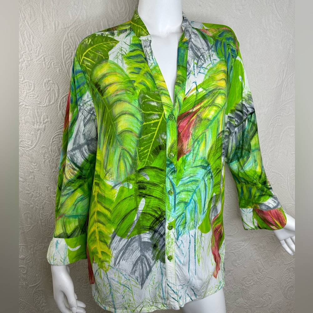 Jams World Hawaii Wailua Rayon Leaves Long Sleeve Shirt